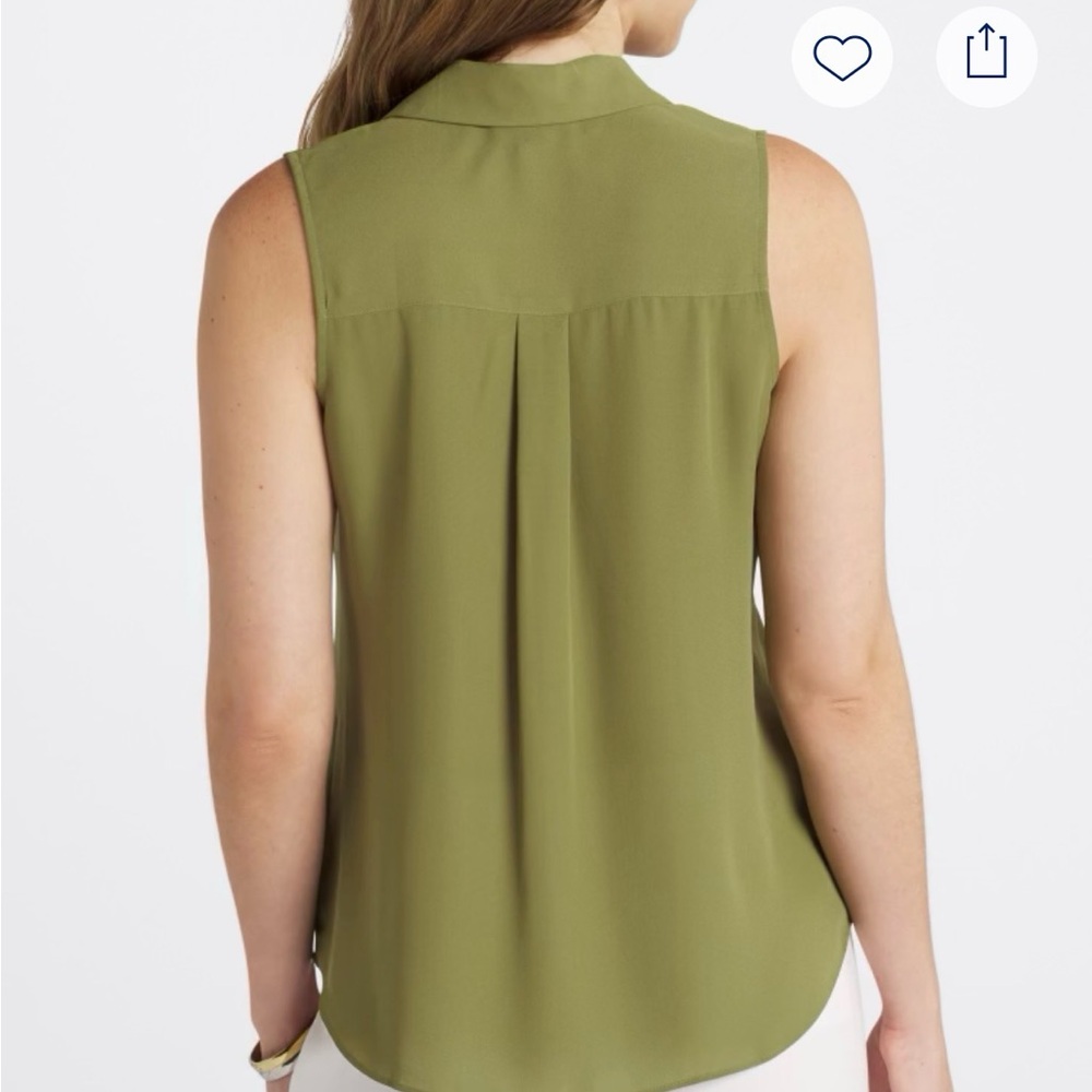 Fortune and Ivy Olive Green Sleeveless Button-Down Top - Picture 5 of 5